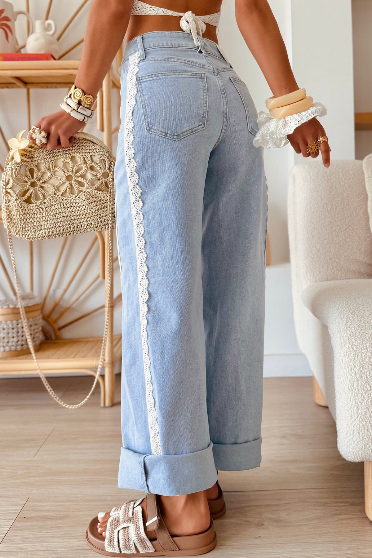 Laurelton Lace-Trim Jeans