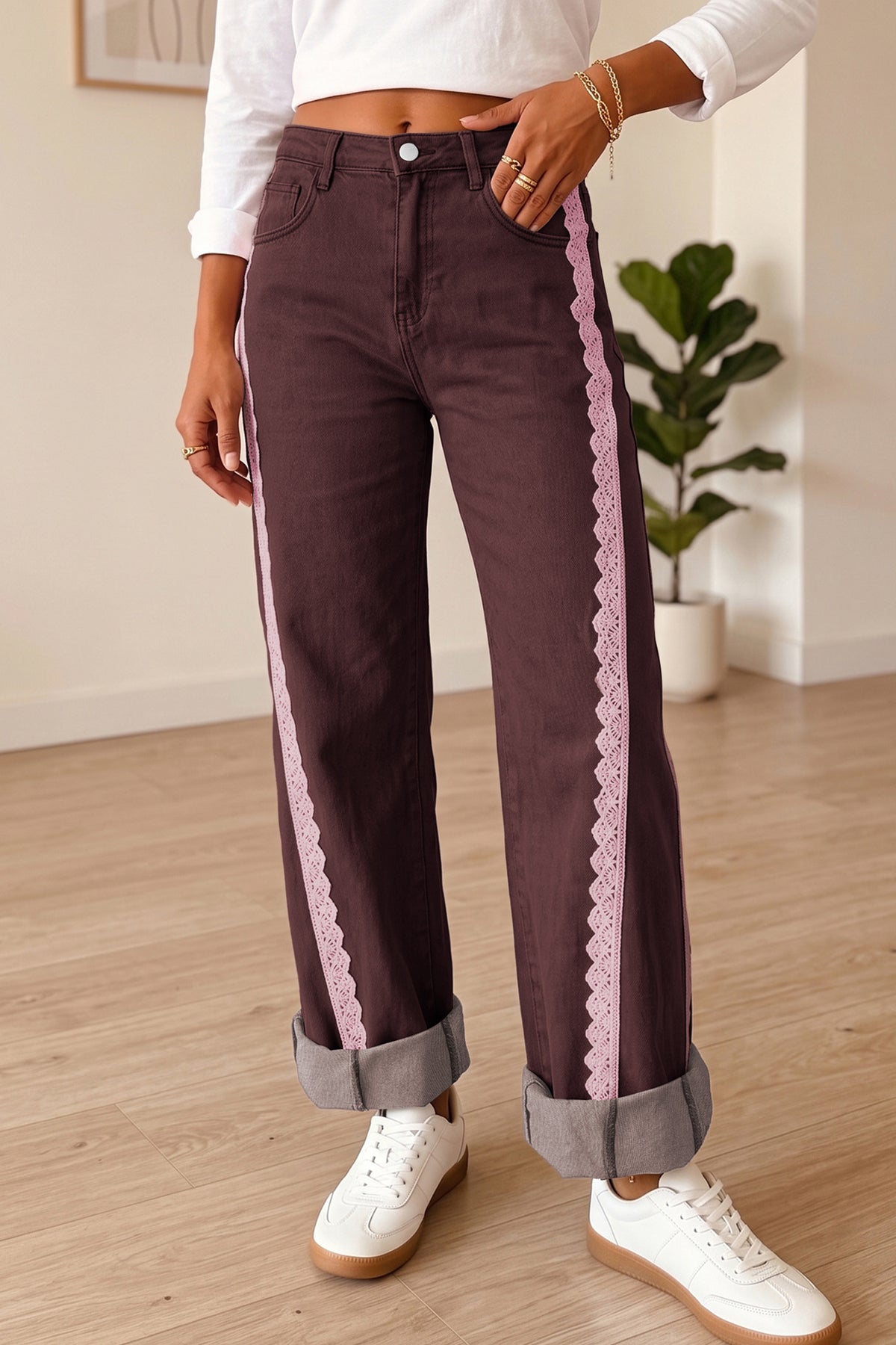 Laurelton Lace-Trim Jeans
