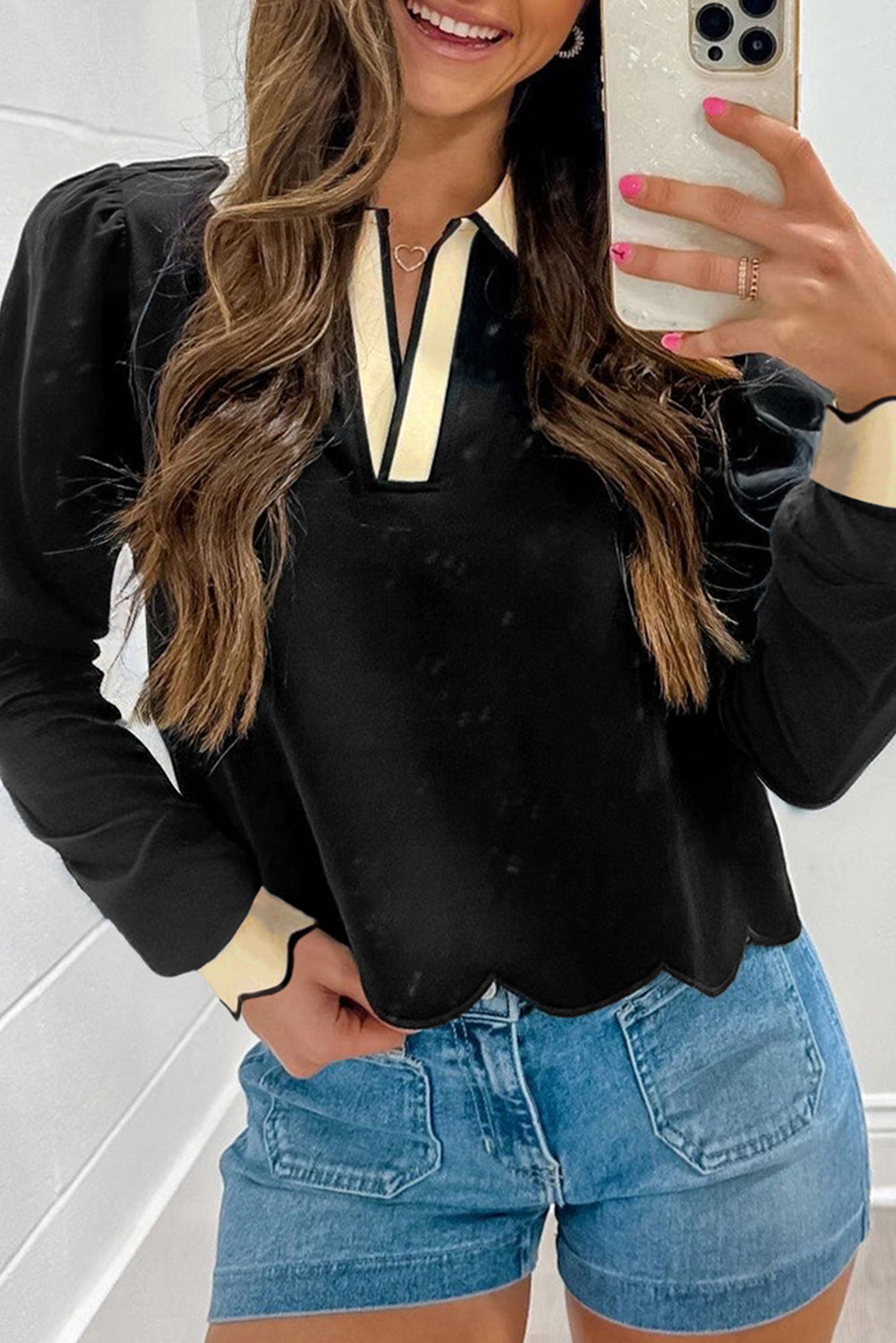 Farrah Scalloped Top