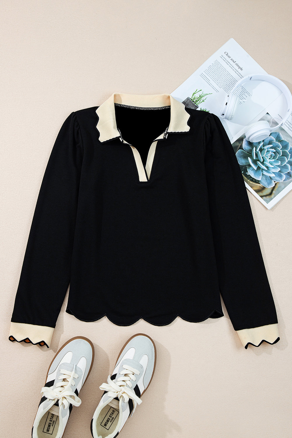 Farrah Scalloped Top